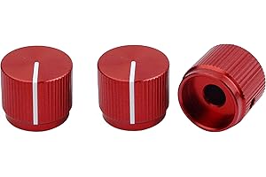 Guyker 3Pcs Guitar Aluminum Flat Alloy Top Control Knobs Dia. 6mm(0.24") Shaft Pots - Dome Tuning Potentiometer Knob Replacement Part for Electric Guitar or Precision Bass, red