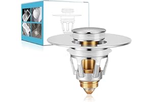 ABNII Universal Sink Stopper with Hair Catcher, Faster Drainage, Bathroom Sink Drain Strainer in Brass, Pop Up Drain Cover, Basin Plug for 1.04~1.97 Inch Drain Hole