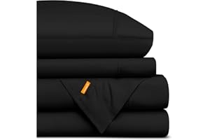 Dreamlab Juego de Sábanas Premier 1800 Collection. Sábanas de Microfibra de Lujo de Doble Cepillado (Negro, Matrimonial)