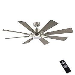 WINGBO 72" DC Ceiling Fan with Lights, Brushed