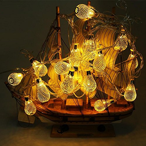 Adecorty Solar String Lights Outdoor, Rain Drop Lights Fairy String Lights 16ft 20 LED Solar Globe String Lights Mesh Ball String Lights for Outdoor Decor Garden Patio Yard Tree Home Wedding Party - Thumbnail 4