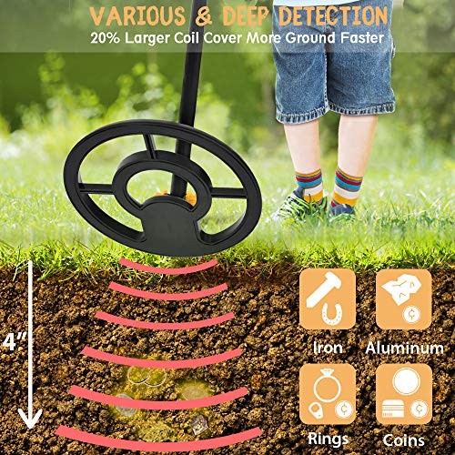 RM RICOMAX JR Metal Detector for Kids with LCD Display & Buzzerã€IP68 Waterproof Coil & 2lb Lightweightã€‘ã€One-Press Operation & Various Detectionã€‘ 24" to 35" Adjustable Wireless Metal Detector Junior