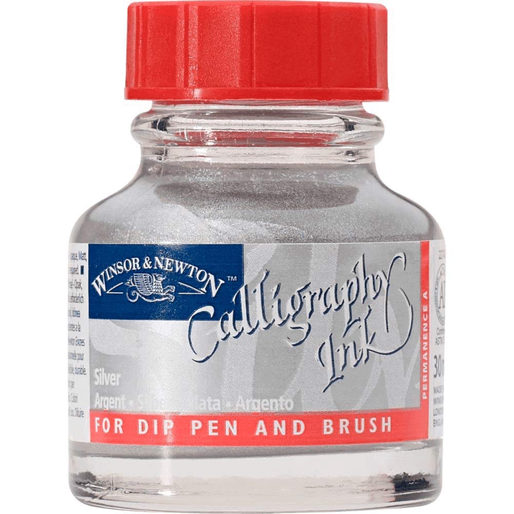 Winsor & Newton Calligraphy Ink Bottle, 30 ml - Silver , WN 1110617