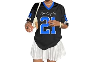 JINTING Oversized Jersey Shirts for Women - V Neck Baseball/Football Jerseys Shirt Team Number Y2k Streetwear Tee Tops