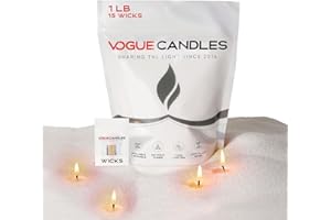 LA CANDLE Vogue Candles White Granulated Wax Refill – 1LB Pearled Candle Sand Wax – Sand Candle Kit with 15 Cotton Wicks for Christmas Candles – Plant-Based & Reusable for Clean Burning, Custom Vessels & Décor