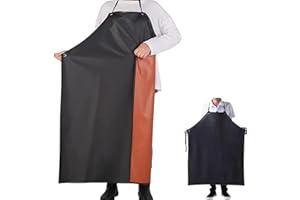 Waterproof Vinyl Apron, heavy duty 43 "x 31" black plus size male/female plastic apron to keep clean and dry while washing di