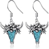 Turquoise Western Earrings for Women 925 Sterling Silver Cowgirl Dangle Earrings Western Country Jewelry Gifts for Cowgirl Cowboy