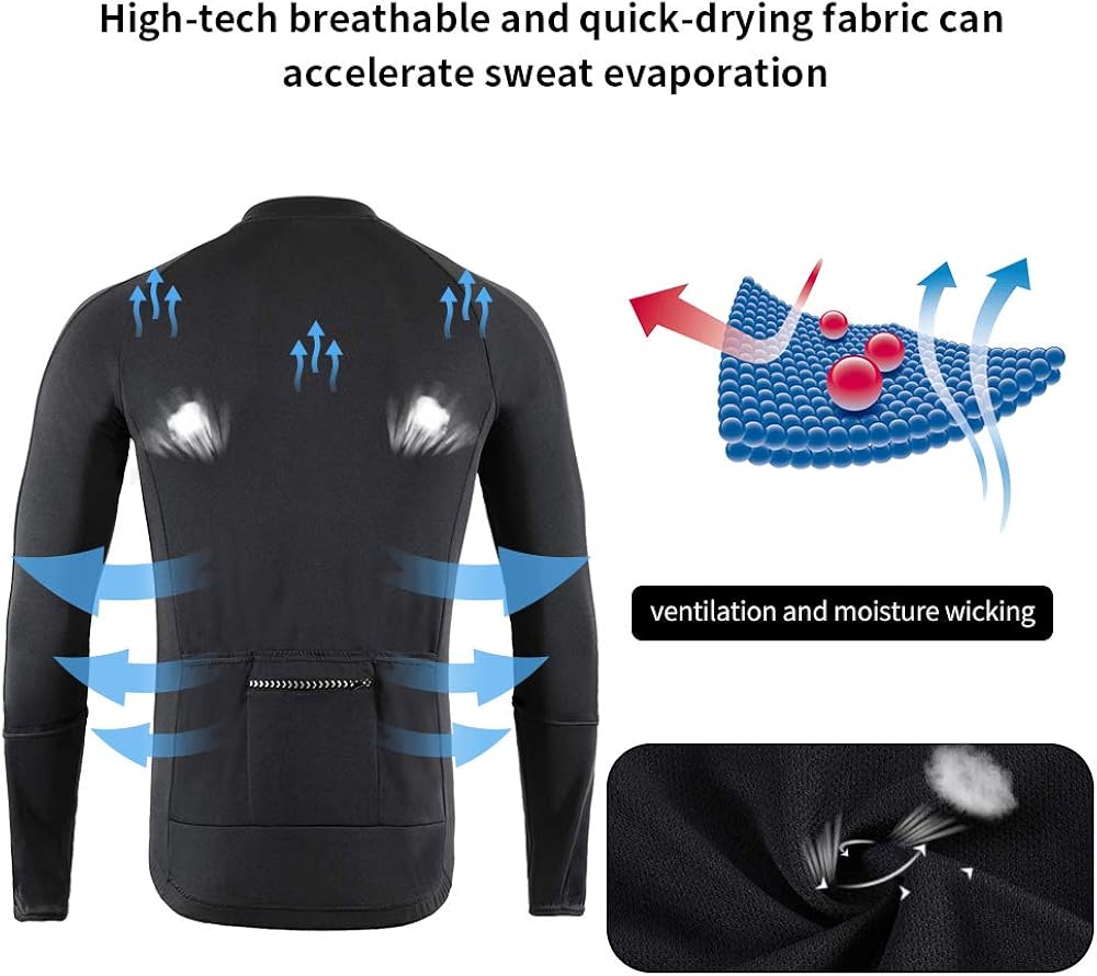 Dooy Men's Cycling Jersey Long/Short Sleeve Bike Bicycle Jersey with 3+1 Rear Pockets, Breathable Quick Dry Biking Shirts : Clothing