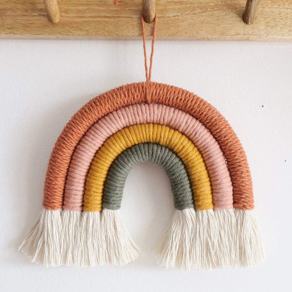 Rainbow Wall Hanging, Macrame Woven Rainbow, Rainbow Wall Decor, Baby Room Decor, Nursery Gift (Greyish-Green,7x7x0.78in): Everything Else