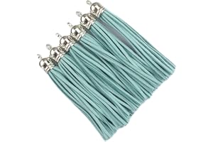 QIANHAILIZZ 20 Silver 3-1/2 Inch Faux Suede Tassel Charm Keychain Cellphone Straps D451 (Turquoise)