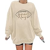 BEIDEFY Game Day Sweatshirt for Women Oversized Football Sweatshirts Football Mom Crewneck Long Sleeve Pullover Tops
