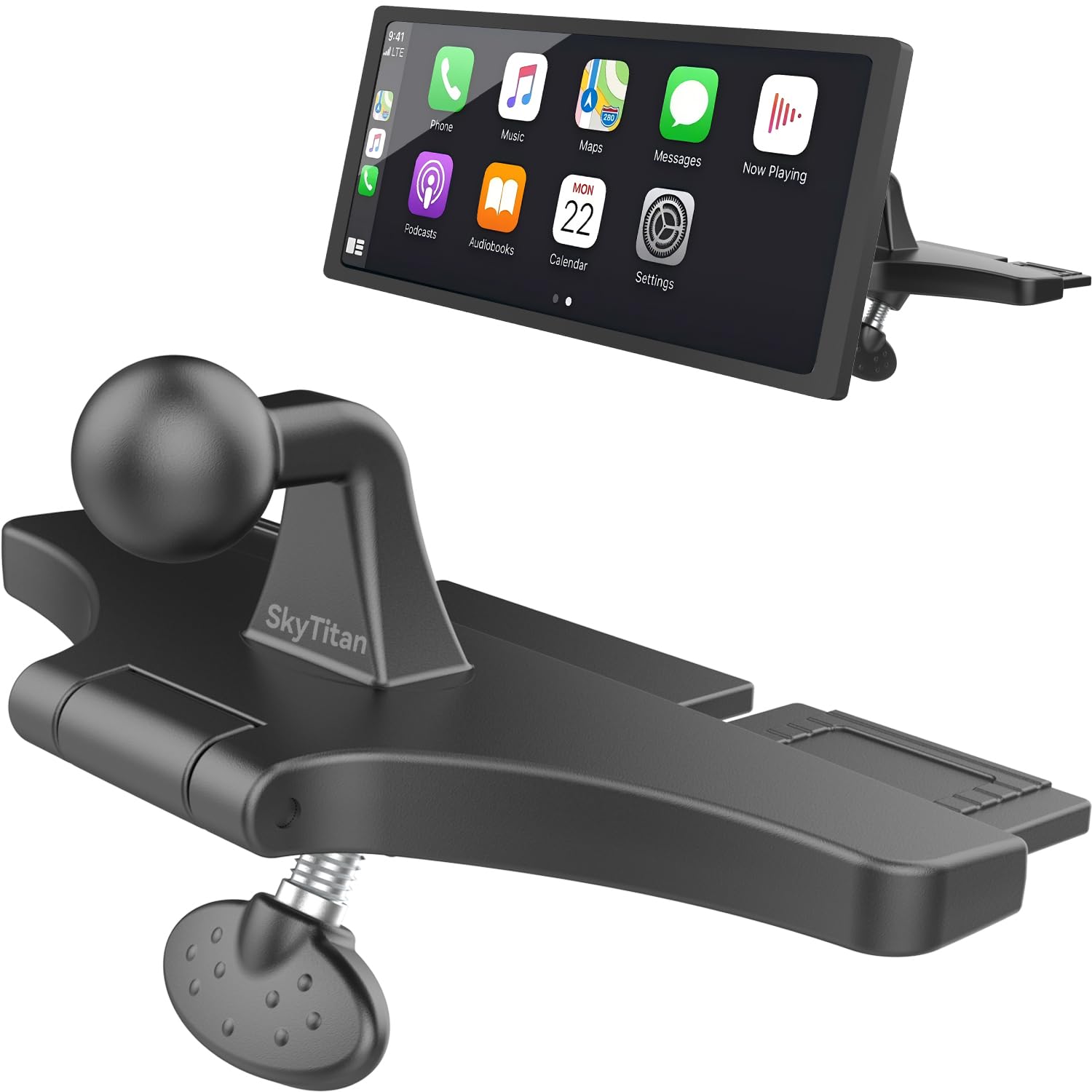 Photo 1 of CD Slot Car Mount for Portable CarPlay Screens, Adjustable Angles, Low Profile and Sleek, Integrated Mounting Solution for in-Car Android Display Monitors (No Bracket Mount)