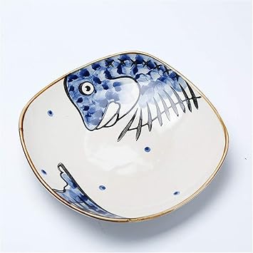 YUWANW Vajilla de cerámica, Plato de la casa, Placa Japonesa, Placa Cuadrada,