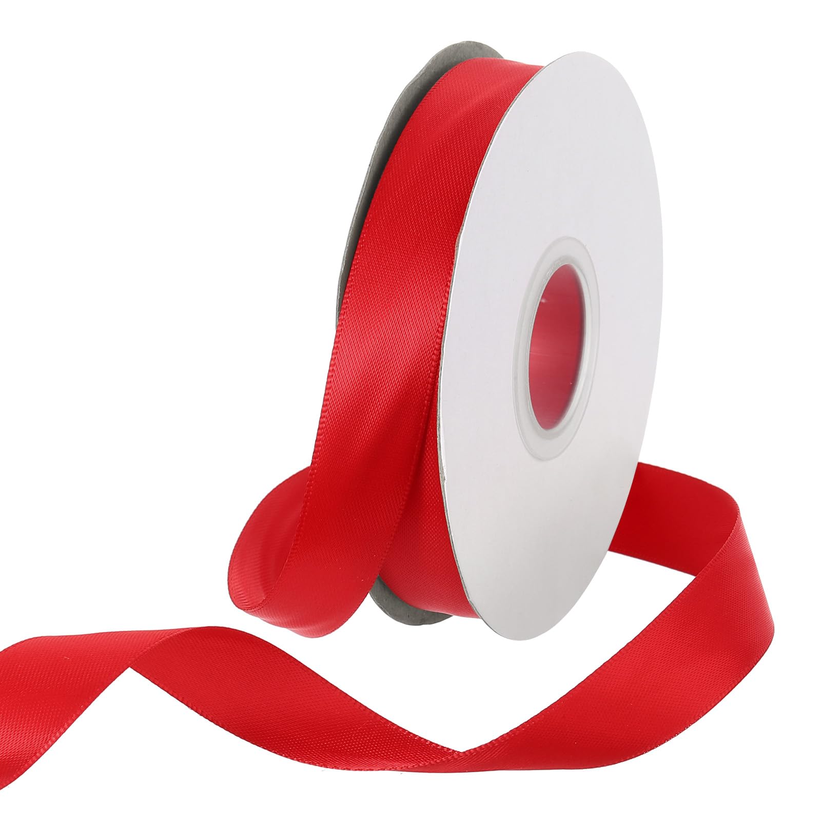 Rebower 15mm Satin Ribbon 23m Thick Double Face Grosgrain Silk Ribbon, [for Gift Wrapping, Hair Bows, Wedding, Cake, Flower] - 25 Yard/75ft/ Red