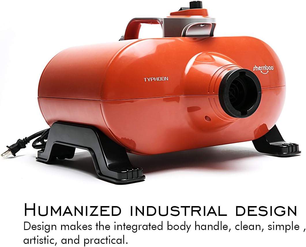shernbao High Velocity Professional Dog Pet Grooming Hair Drying Force Dryer Blower 6.0HP (DHD-3000F), Orange - Image 5