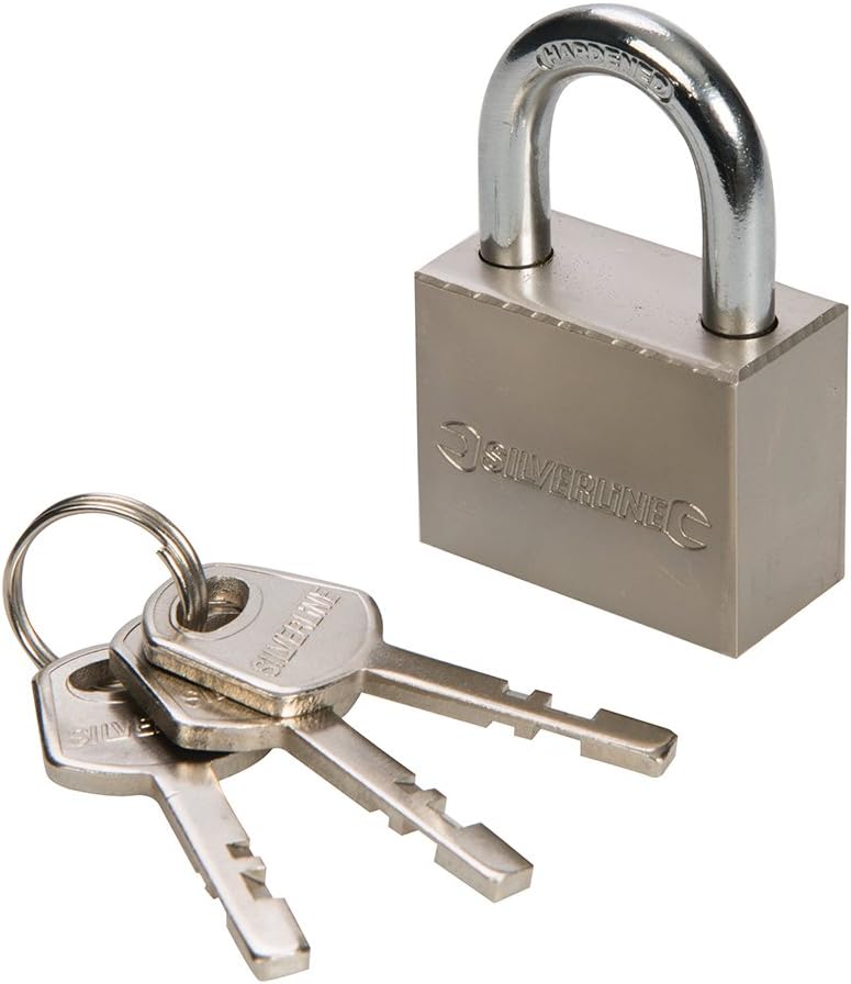 Silverline 447136 Steel Padlock 40 mm, Silver