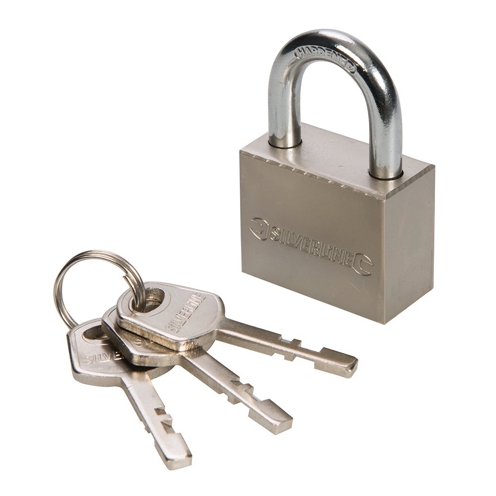 Silverline 447136 Steel Padlock 40 mm, Silver