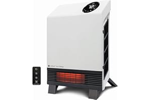Heat Storm Wave Floor to Wall Infrared Space Heater with Attachable Feet, Remote Control, Built in Thermostat, 500-1000 Watts, 13x4x17 in, With Feet