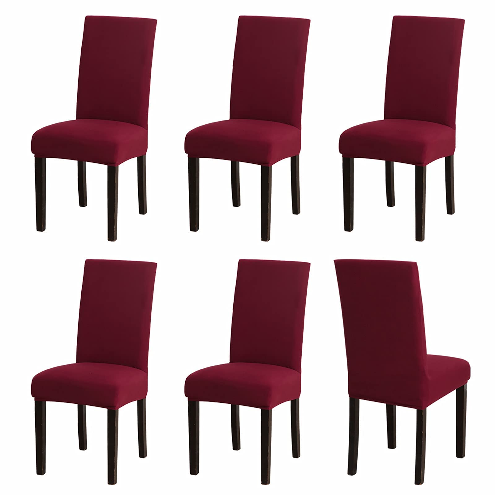 Sufdari Chair Covers 6 Red,Stretch Dining Chair Covers, Spandex seat Covers for Dining Chairs,Elastic Washable Chair Protectors for Dining Room,Hotel,Restaurant,Banquet (6,Red)