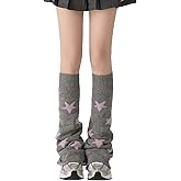 WODECASA Women's Leg Warmers Striped Star Pattern Knitted Y2k Punk Japanese Kawaii Streetwear Harajuku Knee High Leg Socks