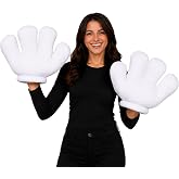 Skeleteen Cartoon Hand Gloves Costume - Giant White Puffy Hands Character Costumes Accessories for Adults and Kids