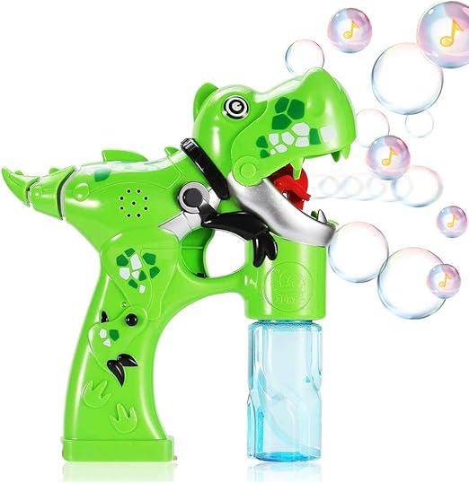 Amazon Co Jp バブルガン 恐竜バブルシューター電動音楽バブルディスペンサー 幼児用シャボン玉送風機おもちゃ 音楽 ライト付き グリーン Home Kitchen