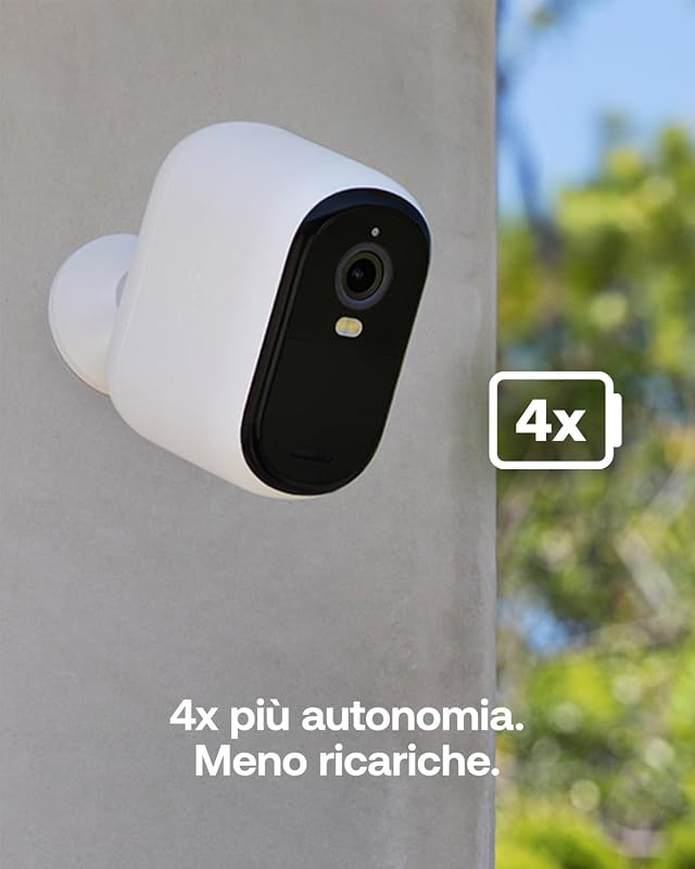 Essential 3 XL Telecamera WiFi Esterno Senza Fili, 2K, Telecamera WiFi Interno, Batteria Da 24 Mesi*, Sirena Allarme Casa, Sensore Di Movimento, Prova Inclusa Secure, 2 Telecamere, Bianche