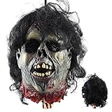 LITTLEGRASS Halloween Props Scary Hanging Severed Head Decorations,Life-Size Bloody Cut Off Corpse Head Ghost Animated Zombie Head for Haunted Houses Party Decor Funny Festive Supplies