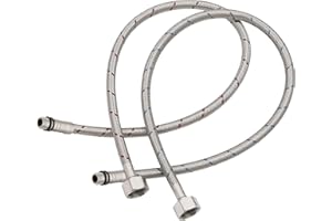 BATHLAVISH 32" Length Faucet Supply Lines 3/8" Comp x M10 Male Connector Line Braided Stainless Steel Nylon Sink Hose Extension for Bathroom Kitchen Faucet 2Pcs (1 Pair)