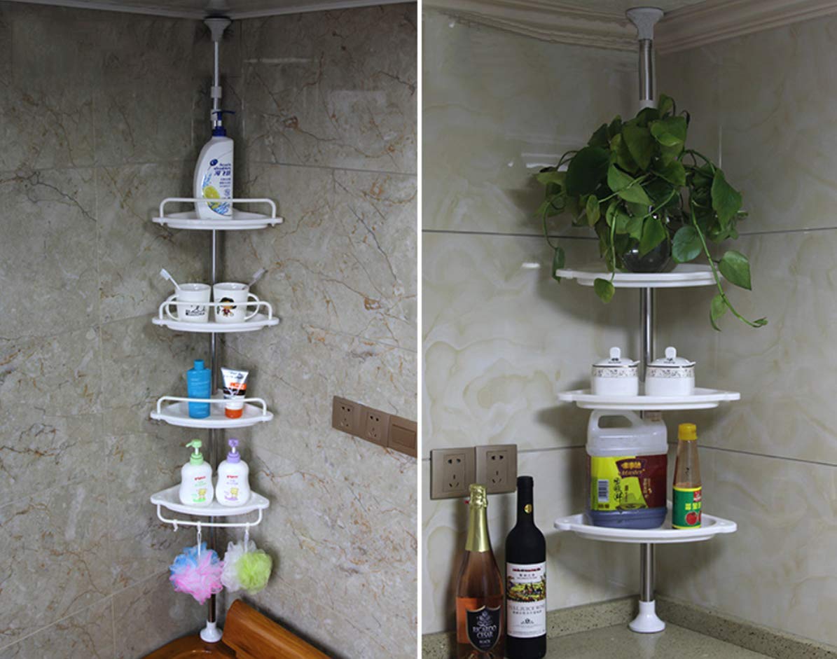 Tension Stainless Steel Corner Shower Caddy Pole for Bathroom Kitchen