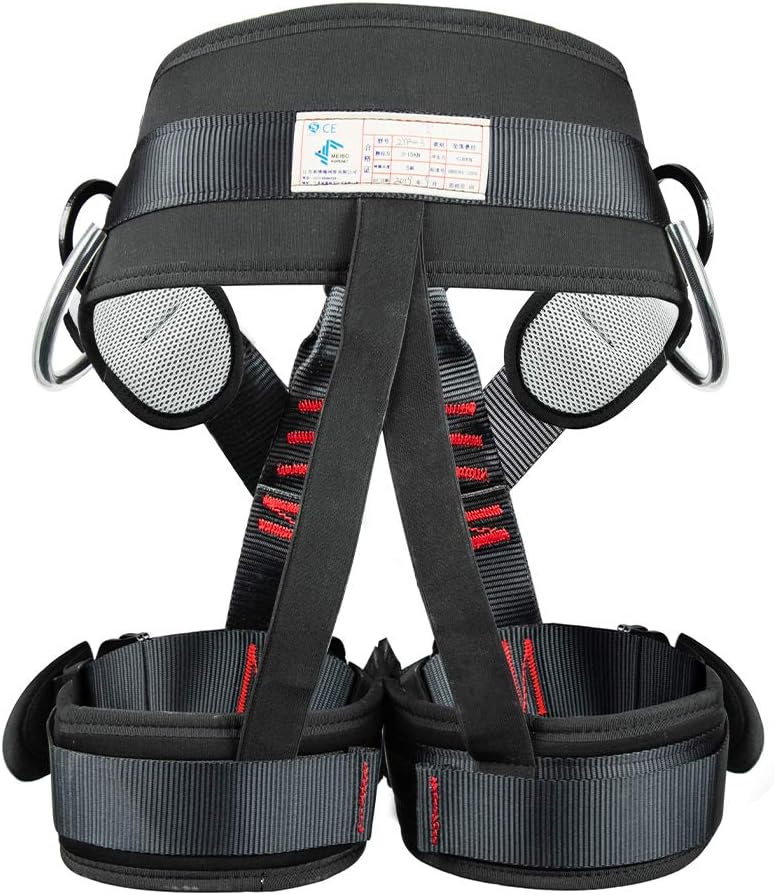 Sushiyi Adjustable Thickness Climbing Harness Half Body Harnesses for Fire Rescuing Caving Rock Climbing Rappelling Tree Protect Waist Safety Belts (Black) : Sports & Outdoors