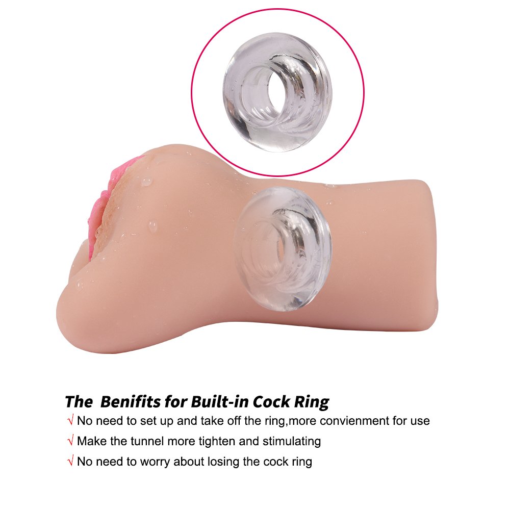 Male Masturbator Sex Toys with Cock Ring Penis Ring, iMiMi Masturbation Stroker Cup with 3D Realistic Vagina, Strong Sense of Granule Soft Silicon Adult Toys for Men (Flesh)