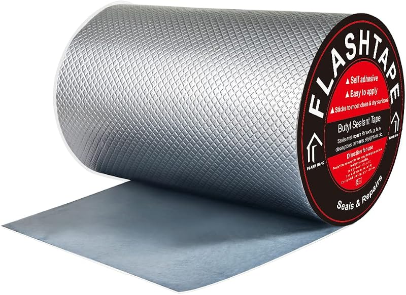 fowong Waterproof Tape Butyl Sealing Repair Tape 200mm x 5M Aluminum Foil