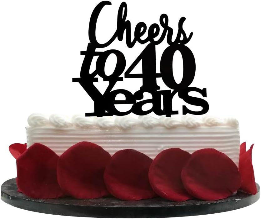 Cheers to 40 Years Cake Topper 40th Birthday, Wedding Anniversary, Retirement Party Bunting Sign Decorations Photo Props-Black