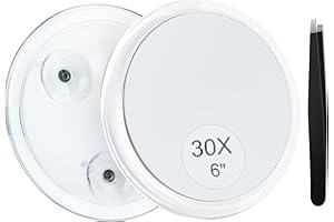 MIYADIVA 30X Magnifying Mirror Suction Cup for Easy Mounting, Use for Makeup Mirror, Travel Stick on Shower Mirror for Plucking Eyebrows 6 Inch