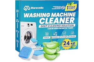 Maravello Washing Machine Cleaner, Washing Machine Cleaning Tablets for Front Load and Top Load Washers, Mold and Stain Remover for Laundry Tub 14-Month Supply(28 Count)