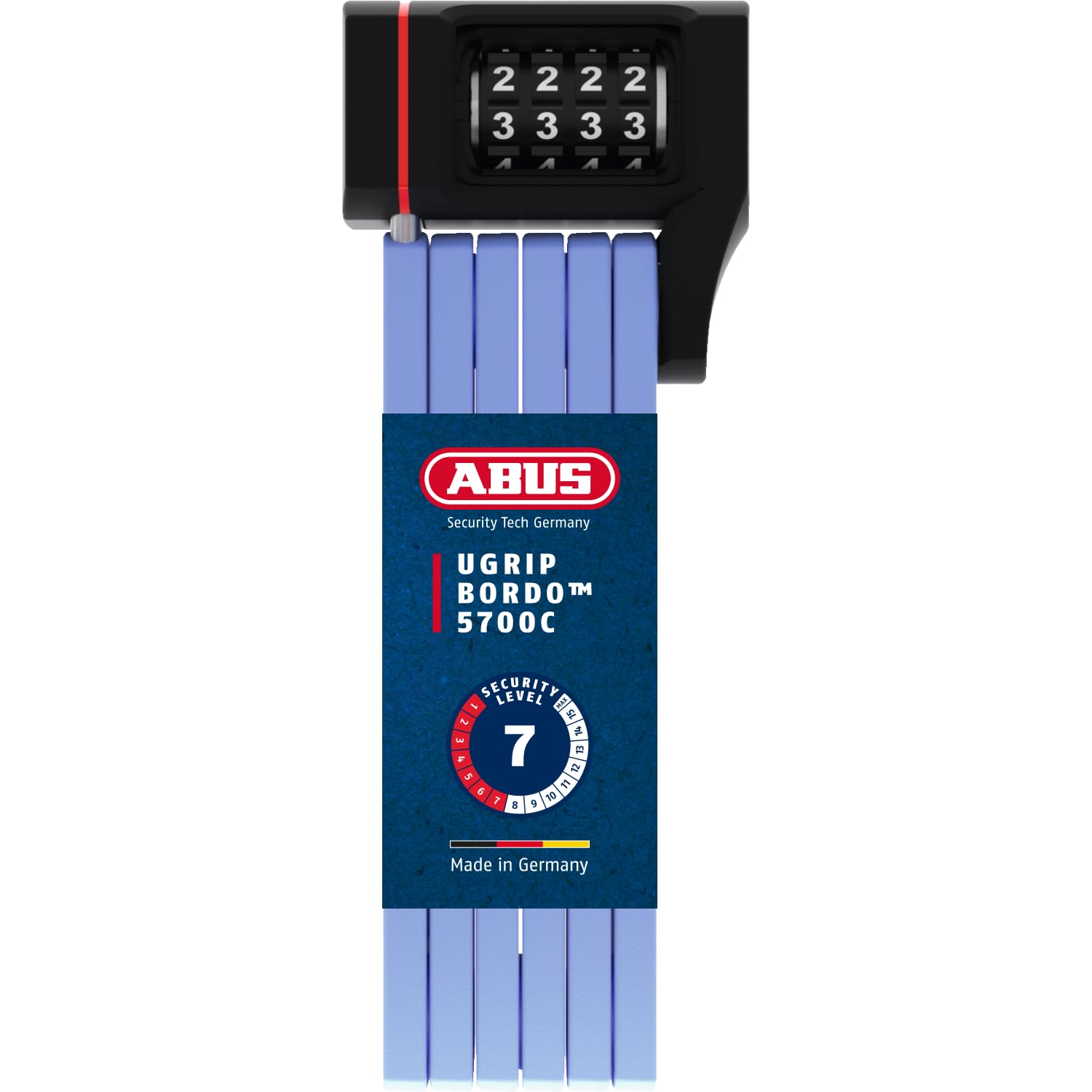 ABUS Bordo uGrip 5700C SH folding lock with bracket - Bicycle lock with combination code and 5 mm thick bars - security level 7