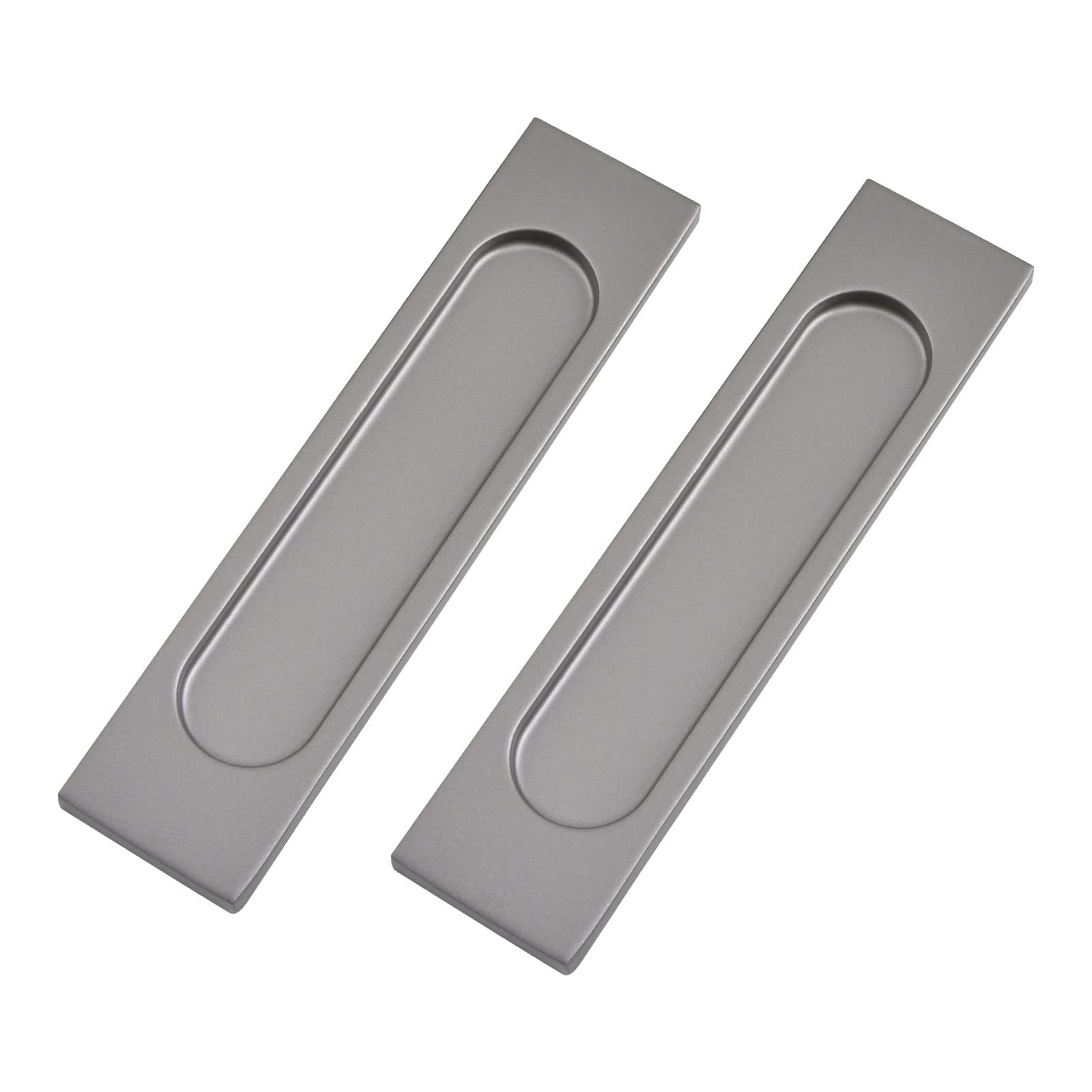 MOROBOR Self-Stick Rectangular Sliding Door Pulls, 2pcs Matte Gray Aluminum Alloy Flush Pull Punch-Free Handle for Sliding Barn Door Windows Cabinets/15cm — image 1
