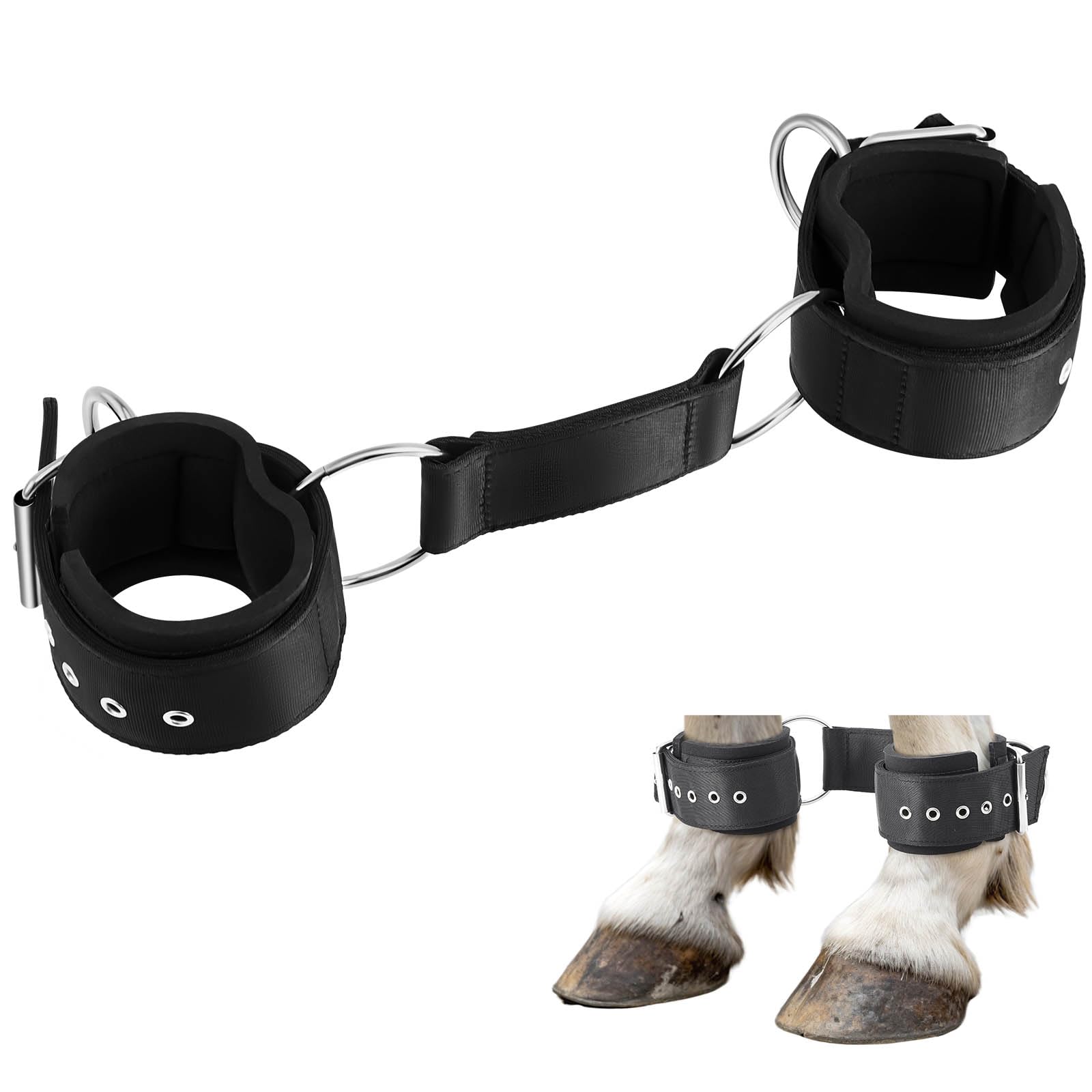 Photo 1 of Neoprene 2-leg Horse Hobbles Soft Lightweight Adjustable Hobbles for Pony, Hobby Horse Accessories Livestock Secure Comfortable Restraint for Grazing, Training Travel, Easy to Use(1 Pcs,Black)
