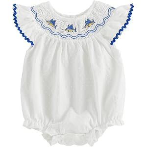 Newborn Baby Girl Summer Clothes Infant Smocked Beach Fishing Outfit | Newborn Baby Girl Smocked Outfit Ruffle Bubble Romper
