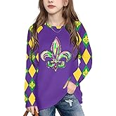 Mardi Gras Shirt for Kids: Toddler Boys Girls Mardi Gras Long Sleeve Happy Carnival Outfits Mask Graphic Tee 4-12 Years