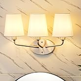 Emak 3-Light Vanity Lights for Bathroom, Brushed Nickel Bathroom Light Fixtures Over Mirror Modern Wall Sconce with Flared Wh