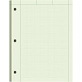 Engineering Paper 8.5x11, 100 Sheets Top Glue Binding Engineering Notebook | 5x5 Quad Ruled Graph Paper, 3-Hole Punched Engineering Computation Pad 8.5 x 11, Green Tint Engineering Paper Notebook