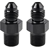 EVIL ENERGY 4AN Male Flare to 1/8" NPT Pipe Fitting Adapter Aluminum Straight Black 2PCS