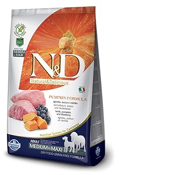 Farmina N&D Grain Free Pumpkin Lamb and Blueberry Adult Food, 2.5 kg (Medium and Maxi)