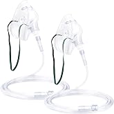 ANSNF Oxygen Mask for Face Adult with Tube - Size M Clear - NO Cup | NO CUP design - comes with 2 masks &amp; 6.6' tubing (M). No smell, lightweight, easy to clean. Assembly in 10 seconds.