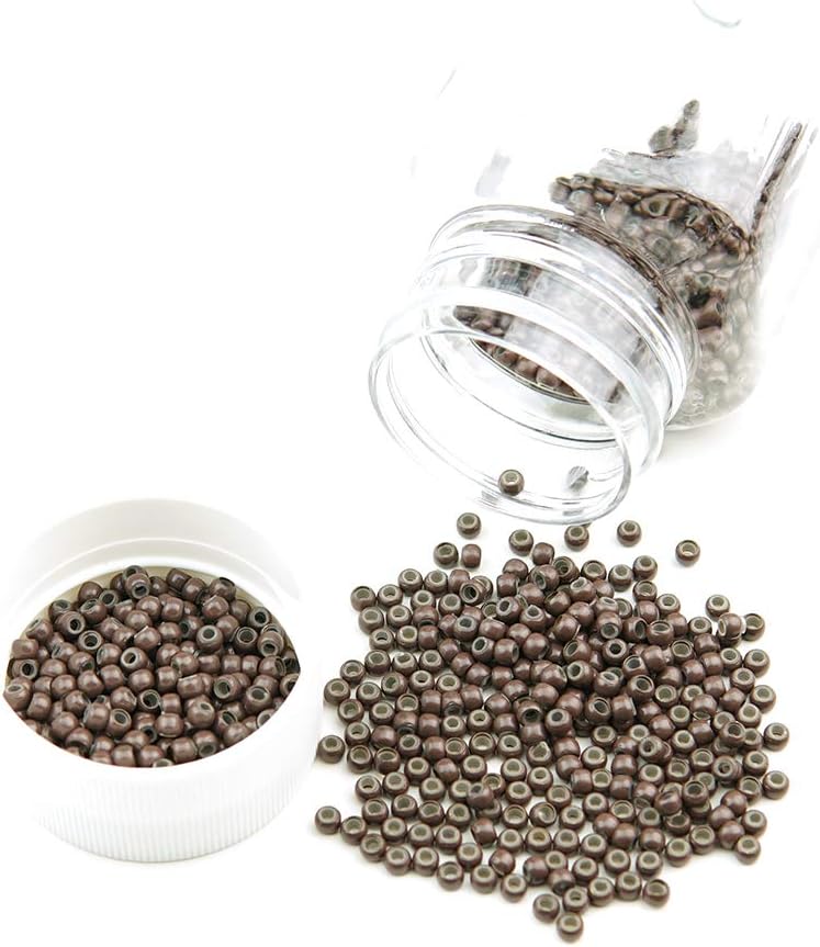 KOCONI 1000 Pcs Nano Rings 3mm Hair Extension Beads - Silicone Lined Micro Beads for Nano Rings #5 Brown, Nano Silicone 1000 PCS - Image 5