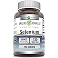 Amazing Formulas Selenium * 50mcg Natural Selenium Yeast * 180 Tablets (Non-GMO) Per Bottle * Promotes Cell Health, Immune Function, Cardiovascular Health and Healthy Thyroid Function and