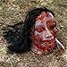 Halloween Haunters Life-Size Hanging Animated Decapitated Zombie Ghoul Head with Moving Jaw Mouth That Screams Prop Decoration - Rubber Latex Flashing Eye - Table Top Haunted House Graveyard Display