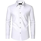 Alimens & Gentle Men's Dress Shirts Long Sleeve Wrinkle Free Stretch Business Casual Wedding Button Down Shirt